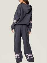 Women's Bow Detail Hoodie Sweat Set (Buy 2 Free Shipping)