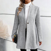 Classy Collarless Long Sleeve Outerwear