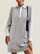 Women's V-Neck Sweater Vest Dress with Pockets (Buy 2 Free Shipping)