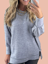 Women's Brushed Melange Side Slit Pullover (Buy 2 Free Shipping)