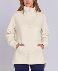 Women's Quarter Zip Oversized Knit Pullover (Buy 2 Free Shipping)