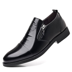 Italian Hand-embossed Zipper Leather Short Boots