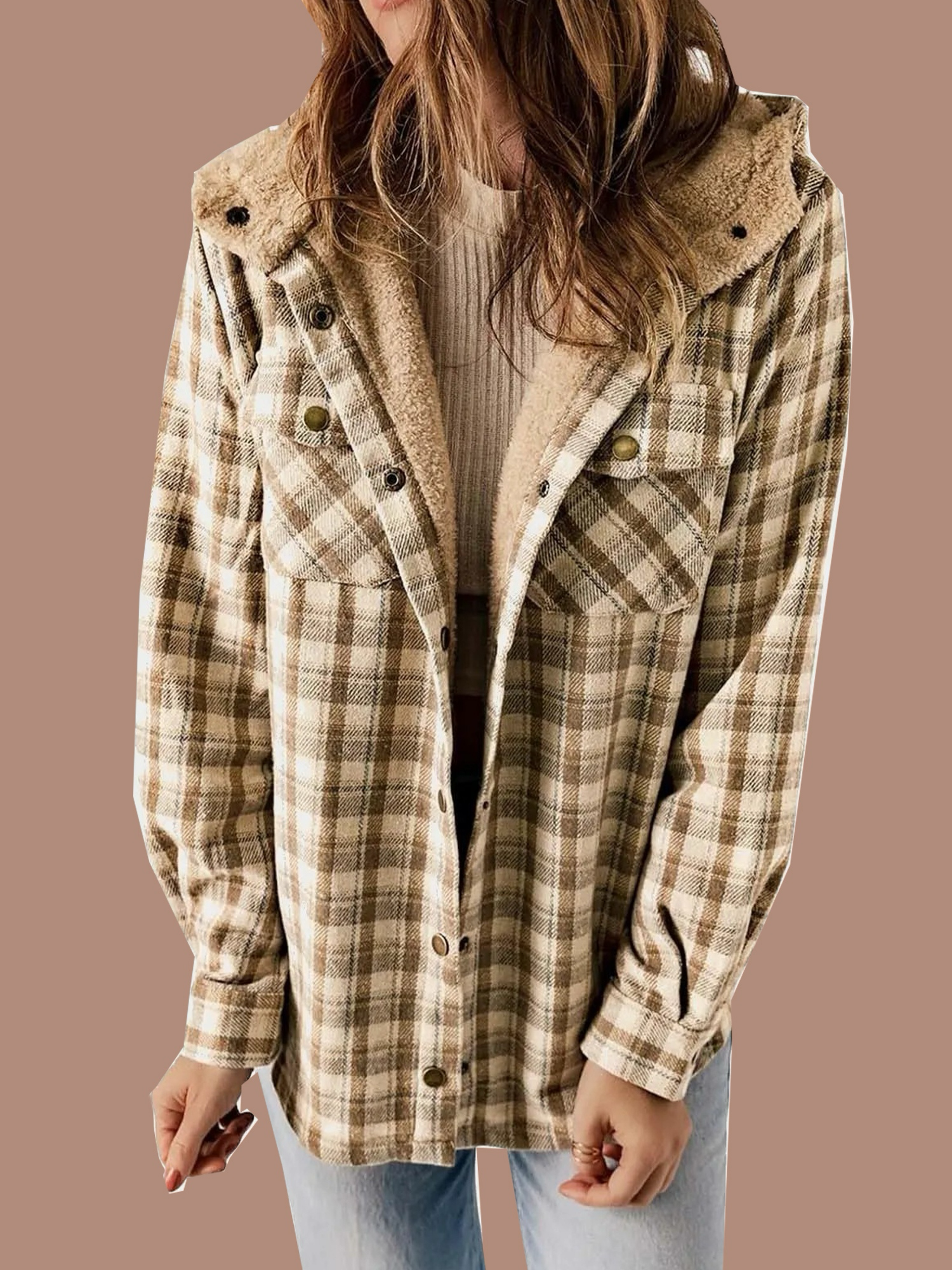 Women's Flannel Plaid Fleece Hooded Jacket (Buy 2 Free Shipping)
