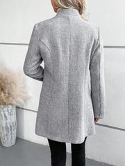 Classy Collarless Long Sleeve Outerwear