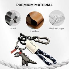 Aluminum Alloy Dinosaur Charm Paired with a Hand-woven Bracelet