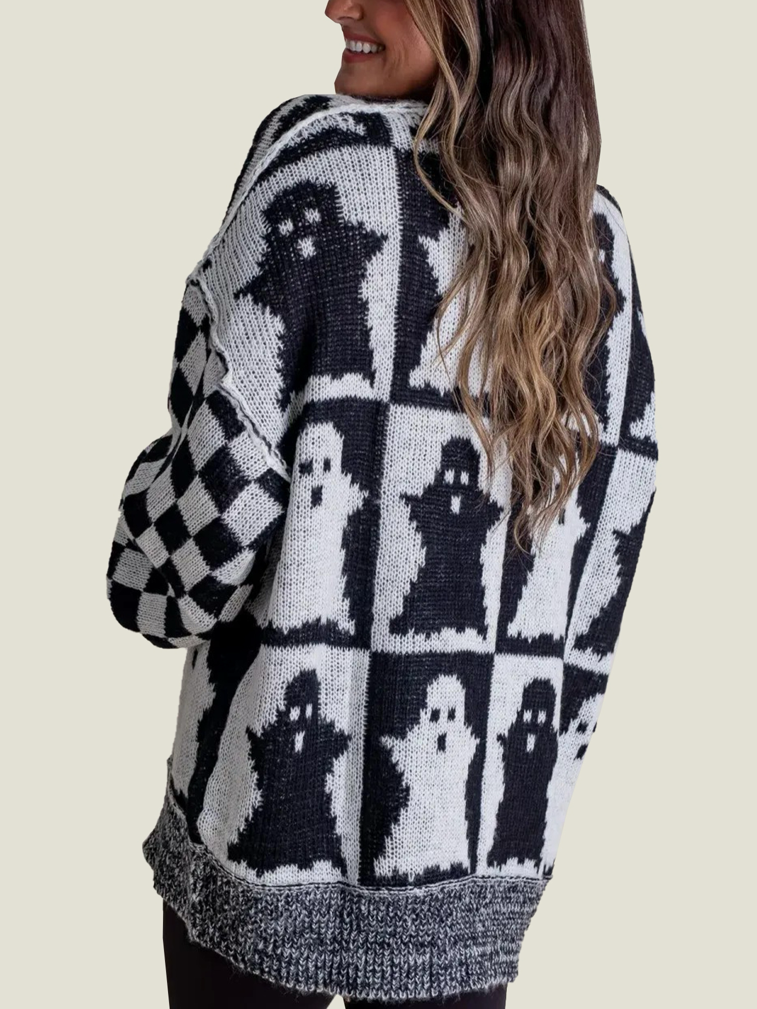 Women's Halloween Checkered Sweater - Spooky Season (Buy 2 Free Shipping)